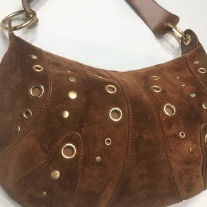 Valerie Stevens genuine leather gold camel bag